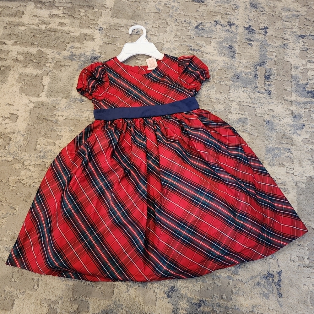 Max Studio Kids Red Christmas Plaid Sateen Dress Velvet Bow Size 6 New - Picture 7 of 14